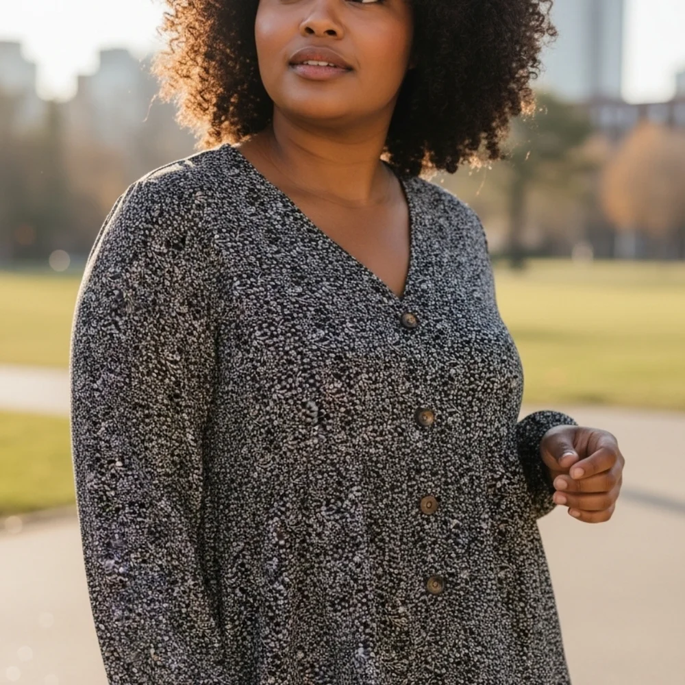 (2 FOR $20) Black and White Button-Up (4005) - Picture 2 of 2
